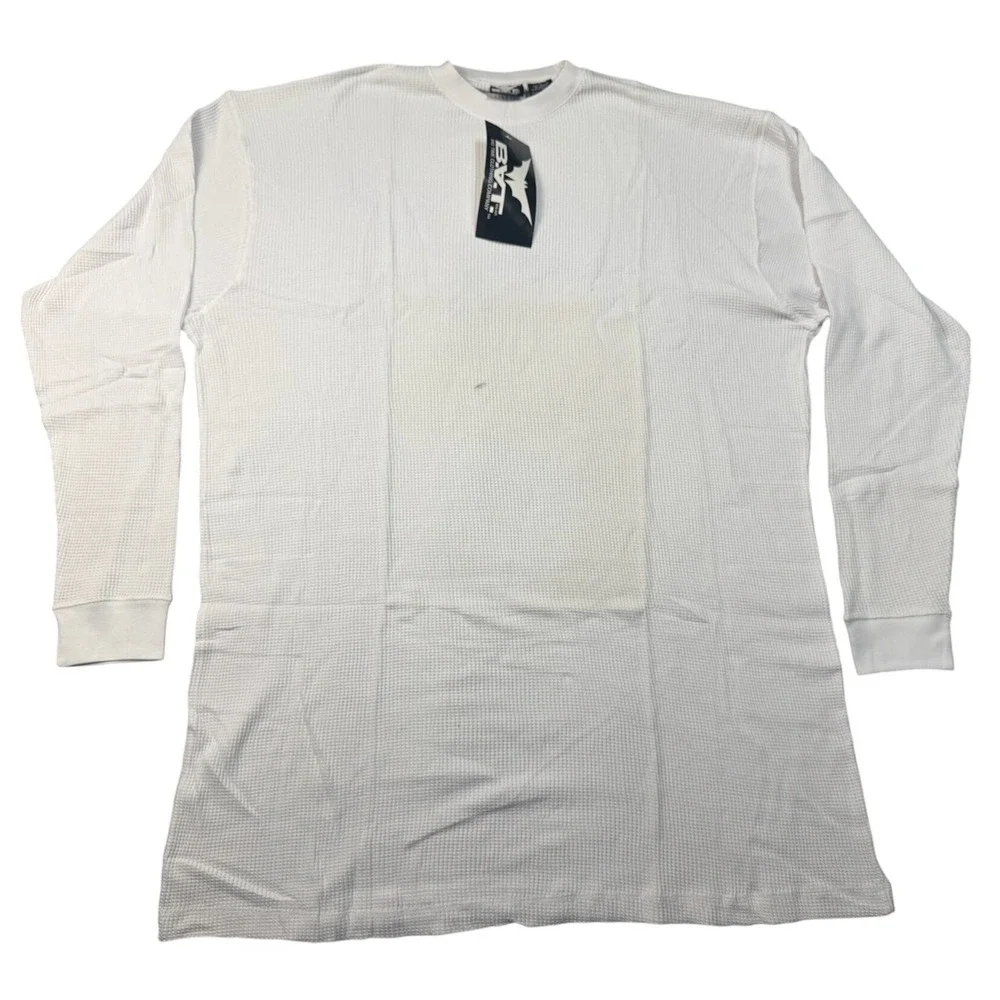 VTG BAT Big Time Clothing Mens 3X White Thermal Long Sleeve‎ Shirt 100% Cotton